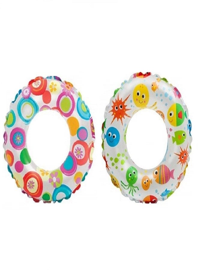 Mamadev®:- Pool Party Swimming Ring Swim Tube for Kids Swimming Leering Ring for Girls and Boys Swimming Tube Inflatable Swim Ring(6-10Year)(Size - 24''inch)(Multi Color)(Combo) - Image 1